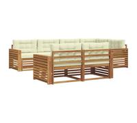 vidaXL Set di divani da esterno con cuscino 7 pcs Naturale e Crema, Divano da esterno, mobile modulare, lounge resistente, salotto in giardino, set comodo per terrazza