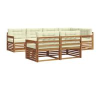 vidaXL Set di divani da esterno con cuscino 7 pcs Naturale e Crema, Divano da esterno, mobile modulare, lounge resistente, salotto in giardino, set comodo per terrazza