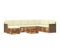 vidaXL Set di divani da esterno con cuscino 7 pcs Naturale e Crema, Divano da giardino, arredamento moderno per esterni, set resistente per relax in terrazza