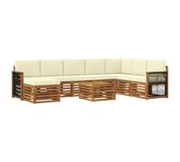 vidaXL Set di divani da esterno con cuscino 7 pcs Naturale e Crema, Divano da giardino, arredamento moderno per esterni, set resistente per relax in terrazza