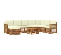 vidaXL Set di divani da esterno con cuscino 7 pcs Naturale e Crema, Set di divani moderni per esterni, arredo resistente per giardino, patio e terrazza, comfort assicurato