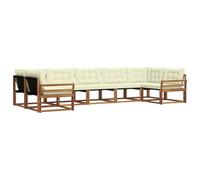 vidaXL Set di divani da esterno con cuscino 7 pcs Naturale e Crema, Divano da Giardino Elegante, Set Sezionale Moderno, Mobili per Patio, Seduta Resistente per Rilassanti Incontri