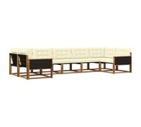 vidaXL Set di divani da esterno con cuscino 7 pcs Naturale e Crema, Divano da Giardino Elegante, Set Sezionale Moderno, Mobili per Patio, Seduta Resistente per Rilassanti Incontri