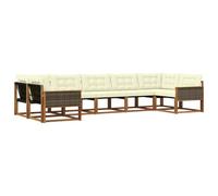 vidaXL Set di divani da esterno con cuscino 7 pcs Naturale e Crema, Divano moderno per esterni, comodo set da giardino, divano sezionale, mobili resistenti da patio
