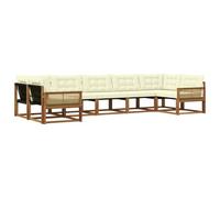 vidaXL Set di divani da esterno con cuscino 7 pcs Naturale e Crema, Divano da Giardino Elegante, Set Sezionale Moderno, Mobili per Patio, Seduta Resistente per Rilassanti Incontri