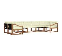 vidaXL Set di divani da esterno con cuscino 7 pcs Naturale e Crema, Divano da Giardino Elegante, Set Sezionale Moderno, Mobili per Patio, Seduta Resistente per Rilassanti Incontri