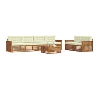 vidaXL Set di divani da esterno con cuscino 7 pcs Naturale e Crema, Divano da giardino, moderno e resistente, set per relax all'aperto, comfort per il tuo patio