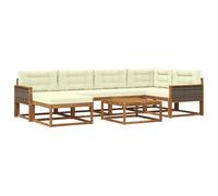 vidaXL Set di divani da esterno con cuscino 7 pcs Naturale e Crema, Divano da giardino moderno, mobile da esterno resistente, arredo per piscina, seating flessibile e lounge anti intemperie