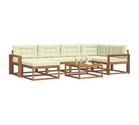 vidaXL Set di divani da esterno con cuscino 7 pcs Naturale e Crema, Divano per esterni, seduta modulare, mobili da patio resistenti, disposizione flessibile per il relax in giardino e vicino alla pis