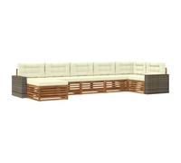 vidaXL Set di divani da esterno con cuscino 7 pcs Naturale e Crema, Divano da giardino, moderno, resistente al clima, set sezionale per il massimo comfort e relax all'aperto