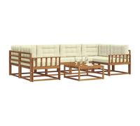 vidaXL Set di divani da esterno con cuscino 7 pcs Naturale e Crema, Set di divani da esterno moderno, mobili da giardino durevoli per posti a sedere in patio, lounge a bordo piscina, divano da giardi