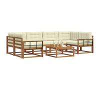 vidaXL Set di divani da esterno con cuscino 7 pcs Naturale e Crema, Set di divani da esterno moderno, mobili da giardino durevoli per posti a sedere in patio, lounge a bordo piscina, divano da giardi