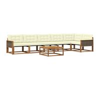 vidaXL Set di divani da esterno con cuscino 7 pcs Naturale e Crema, Divano da giardino, set moderno, lounge resistente, mobili per terrazza, comfort totale