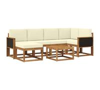 vidaXL Set di divani da esterno con cuscino 7 pcs Naturale e Crema, Divano da giardino, set moderno, resistente alle intemperie, arredo per patio, comfort e stile all'aperto