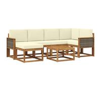 vidaXL Set di divani da esterno con cuscino 7 pcs Naturale e Crema, Divano da giardino, set moderno, resistente alle intemperie, arredo per patio, comfort e stile all'aperto