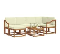 vidaXL Set di divani da esterno con cuscino 7 pcs Naturale e Crema, Giardino, Moderno, Durevole Set di Divani Angolari da Esterno, Mobili da Patio, Comfort per Vita Indoor in Terrazza