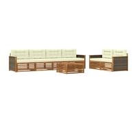 vidaXL Set di divani da esterno con cuscino 7 pcs Naturale e Crema, Divano da Giardino, Set Sezionale Moderno per Patio e Terrazza, Comodo e alla Moda
