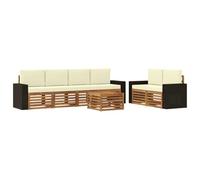 vidaXL Set di divani da esterno con cuscino 7 pcs Naturale e Crema, Divano da Giardino, Sezionale Moderno, Mobili Resistenti, Lounge Patio, Set Confortevole per Esterni