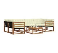 vidaXL Set di divani da esterno con cuscino 7 pcs Naturale e Crema, Divano moderno da giardino, mobile sezionale, lounge patio resistente, comodo per la terrazza