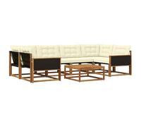 vidaXL Set di divani da esterno con cuscino 7 pcs Naturale e Crema, Divano moderno da giardino, mobile sezionale, lounge patio resistente, comodo per la terrazza