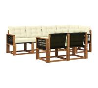 vidaXL Set di divani da esterno con cuscino 7 pcs Naturale e Crema, Divano moderno per esterni, set comodo e resistente, lounge da giardino, spazio sul terrazzo