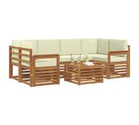 vidaXL Set di divani da esterno con cuscino 7 pcs Naturale e Crema, Divano sezionale da giardino, mobile lounge resistente, set per patio moderno perfetto per vivere all'aperto