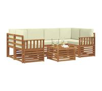 vidaXL Set di divani da esterno con cuscino 7 pcs Naturale e Crema, Divano sezionale da giardino, mobile lounge resistente, set per patio moderno perfetto per vivere all'aperto