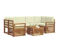 vidaXL Set di divani da esterno con cuscino 7 pcs Naturale e Crema, Divano sezionale da giardino, mobile lounge resistente, set per patio moderno perfetto per vivere all'aperto
