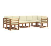 vidaXL Set di divani da esterno con cuscino 7 pcs Naturale e Crema, Divano Sezionale in Acacia per Esterni, Set Moderno per Patio, Arredo Giardino, Seduta Stylish
