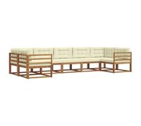 vidaXL Set di divani da esterno con cuscino 7 pcs Naturale e Crema, Set Divano da Esterno Moderno, Mobili da Patio Eleganti, Lounge da Giardino, Sezionale per Relax nel Cortile e a Bordo Piscina