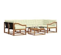 vidaXL Set di divani da esterno con cuscino 7 pcs Naturale e Crema, Divano Sezionale Moderno, Mobili Resistenti, Set da Giardino, Relax in Terrazza, Comfort Assoluto