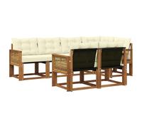 vidaXL Set di divani da esterno con cuscino 7 pcs Naturale e Crema, Divano sezionale per giardino, mobili moderni all'aperto, set da patio resistente, comodo per la terrazza