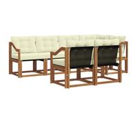 vidaXL Set di divani da esterno con cuscino 7 pcs Naturale e Crema, Divano sezionale per giardino, mobili moderni all'aperto, set da patio resistente, comodo per la terrazza
