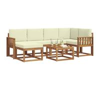vidaXL Set di divani da esterno con cuscino 7 pcs Naturale e Crema, Giardino, Moderno, Durevole Set di Divani Angolari da Esterno, Mobili da Patio, Comfort per Vita Indoor in Terrazza