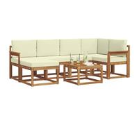 vidaXL Set di divani da esterno con cuscino 7 pcs Naturale e Crema, Giardino, Moderno, Durevole Set di Divani Angolari da Esterno, Mobili da Patio, Comfort per Vita Indoor in Terrazza