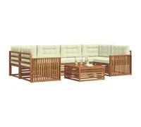 vidaXL Set di divani da esterno con cuscino 7 pcs Naturale e Crema, Mobili da giardino, divano moderno per esterni, sezione resistente, lounge patio, set per terrazza