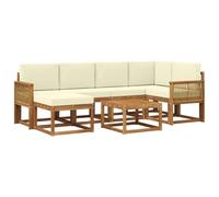 vidaXL Set di divani da esterno con cuscino 7 pcs Naturale e Crema