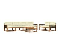 vidaXL Set di divani da esterno con cuscino 7 pcs Naturale e Crema, Mobili da giardino, set divani moderni, posti a sedere sectional, divani per patio, relax per il tuo giardino