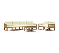 vidaXL Set di divani da esterno con cuscino 7 pcs Naturale e Crema, Mobili da giardino, set divani moderni, posti a sedere sectional, divani per patio, relax per il tuo giardino