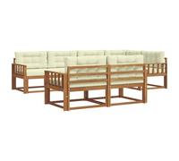 vidaXL Set di divani da esterno con cuscino 7 pcs Naturale e Crema, Set di Sofà in Legno di Acacia, Mobili da Giardino Modulari Resistenti alle Intemperie, Lounge da Esterno, Disposizione Flessibile