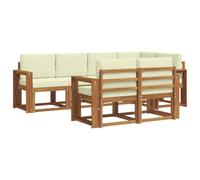 vidaXL Set di divani da esterno con cuscino 7 pcs Naturale e Crema, Set da giardino, divano esterno moderno, mobili da patio confortevoli, sezionale in legno massello, divano versatile per il giardin