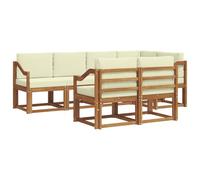 vidaXL Set di divani da esterno con cuscino 7 pcs Naturale e Crema, Set da giardino, divano esterno moderno, mobili da patio confortevoli, sezionale in legno massello, divano versatile per il giardin