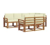 vidaXL Set di divani da esterno con cuscino 7 pcs Naturale e Crema, Set da giardino, divano esterno moderno, mobili da patio confortevoli, sezionale in legno massello, divano versatile per il giardin
