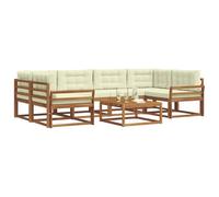 vidaXL Set di divani da esterno con cuscino 7 pcs Naturale e Crema, Set di divani da esterno moderno, mobili da giardino durevoli per posti a sedere in patio, lounge a bordo piscina, divano da giardi