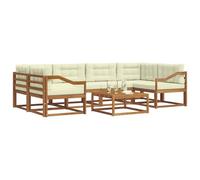 vidaXL Set di divani da esterno con cuscino 7 pcs Naturale e Crema, Set di divani da esterno moderno, mobili da giardino durevoli per posti a sedere in patio, lounge a bordo piscina, divano da giardi