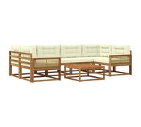 vidaXL Set di divani da esterno con cuscino 7 pcs Naturale e Crema, Set di divani da esterno moderno, mobili da giardino durevoli per posti a sedere in patio, lounge a bordo piscina