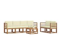 vidaXL Set di divani da esterno con cuscino 7 pcs Naturale e Crema, Set di divani da giardino in legno di acacia, mobili moderni, elegante lounge, design ergonomico