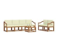 vidaXL Set di divani da esterno con cuscino 7 pcs Naturale e Crema, Set di divani da giardino in legno di acacia, mobili moderni, elegante lounge, design ergonomico