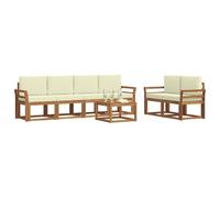 vidaXL Set di divani da esterno con cuscino 7 pcs Naturale e Crema, Set di divani da giardino in legno di acacia, mobili moderni, elegante lounge, design ergonomico