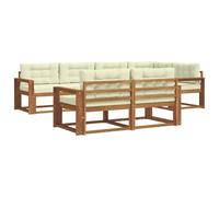 vidaXL Set di divani da esterno con cuscino 7 pcs Naturale e Crema, Set di Sofà in Legno di Acacia, Mobili da Giardino Modulari Resistenti alle Intemperie, Lounge da Esterno, Disposizione Flessibile
